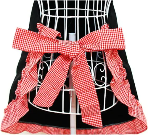 Miniatura 3 de Hyzrz Lindos delantales retro con bolsillos para mujeres y niñas, delantal de cocina vintage para regalo de madre (negro)