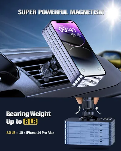 Miniatura 5 de Cargador magnético de montaje para automóvil de 15 W, cargador de coche inalámbrico magnético para iPhone 17, accesorios soporte magnético