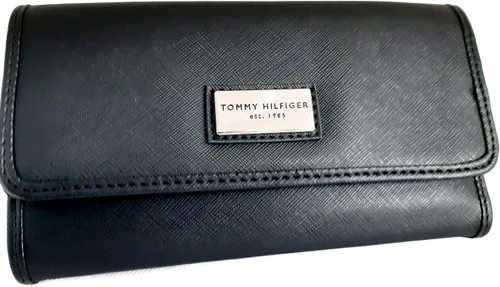 Miniatura 4 de Tommy Hilfiger Cartera con cremallera para mujer con múltiples compartimentos de almacenamiento, Negro -, Americana