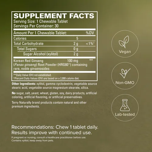 Miniatura 5 de Terry Naturally EuroPharma Ginseng Rojo 30 Masticable
