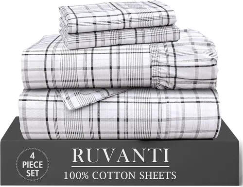 Miniatura 41 de RUVANTI 6 Piezas Sábanas de Algodón - 100% Algodón Natural Suave, Ligeras y Transpirables Sábanas de Percal Crujiente, Sábanas de Cama Tamaño Full