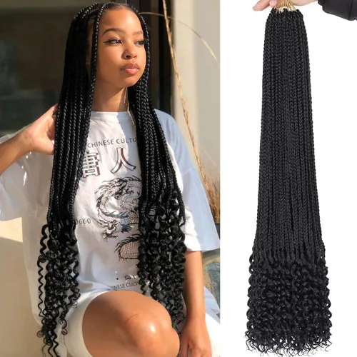 Miniatura 39 de XTREND 10 Pulgadas 6 Paquetes Trenzas de Caja de Ganchillo Cabello Pre-anudado Sin Nudos Bobo Trenzas de Caja 3X Extensiones de Cabello Trenzado 1b#