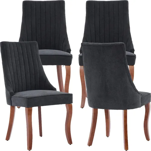 Miniatura 33 de Juego de 2 sillas de comedor modernas de mediados de siglo, tapizadas de tela beige, sillas de cocina y comedor, sillas de cocina con patas