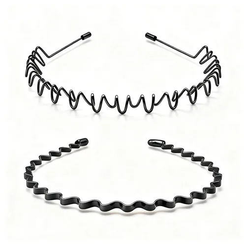 Diademas de metal para hombres y mujeres, paquete de 2 bandas ajustables antideslizantes para el cabello, diadema negra ligera para lavado facial,