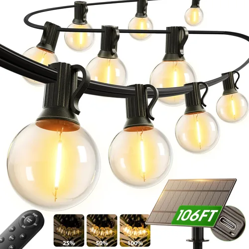 Miniatura 11 de addlon Cadena de luces solares para exteriores de 25 pies con alimentación solar, resistente al agua con control remoto, cadena de luces solares