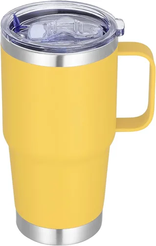 Miniatura 12 de Vaso térmico de acero inoxidable de 20 oz con asa, envase a granel, vasos termales metálicos aislados, taza de café de viaje con asa, vaso de doble