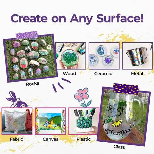 Miniatura 2 de PINTAR Paquete de 24 rotuladores de pintura acrílica con punta extrafina, pintura roca, madera, vidrio, cuero, zapatos, bolígrafos de pintura
