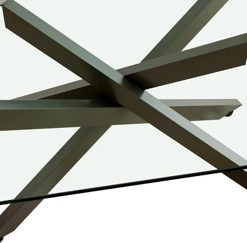 Miniatura 6 de Mesa de centro de cristal para sala de estar, moderna rectangular con parte superior de vidrio templado transparente y patas de metal, mesas de Negro