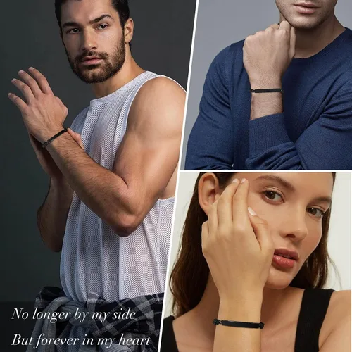 Miniatura 3 de Pulsera de urna personalizada para cenizas, recuerdos de joyería de cremación para mujeres y hombres, pulsera ajustable de cuerda tejida hecha a