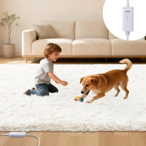 GarveeHome Alfombra térmica con cable de 4 x 6 pies, alfombra eléctrica para juegos con 3 niveles de calor y apagado automático, calentador de pies