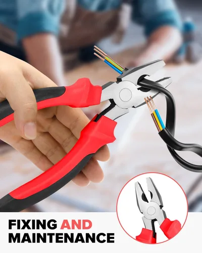 Miniatura 5 de Kit de herramientas de bricolaje de 24 piezas para el hogar, oficina y garaje - Juego de herramientas de mano pequeñas de reparación general con Rojo