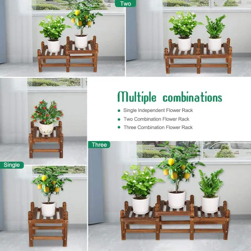 Miniatura 3 de Soporte de madera para flores, soporte pequeño para plantas de interior y exterior, estante de ventana baja para plantas, alféizar de ventana