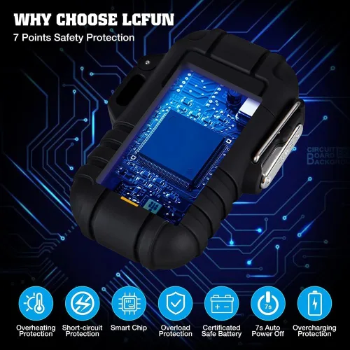 Miniatura 5 de LcFun - Encendedor eléctrico impermeable, doble arco a prueba de viento, recargable por USB, sin llama, plasma para campamento, senderismo