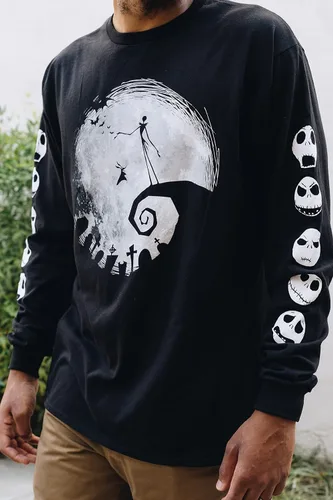 Miniatura 5 de Disney Nightmare Before Christmas Jack Skellington Moon - Camiseta de manga larga para adultos