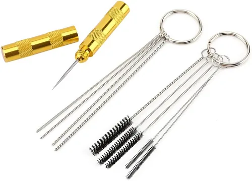 Kit de herramientas de reparación de boquilla de pistola de pulverización de aerógrafo, 11 uds., juego de cepillos de aguja de acero inoxidable