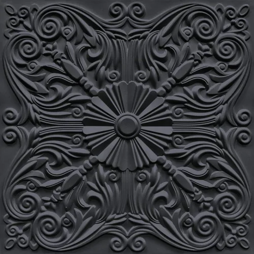 Art3d Azulejo decorativo para techo de 2 x 2 pulgadas, pegado, 24 x 24 pulgadas, paquete de 12 unidades, diseño floral español en negro