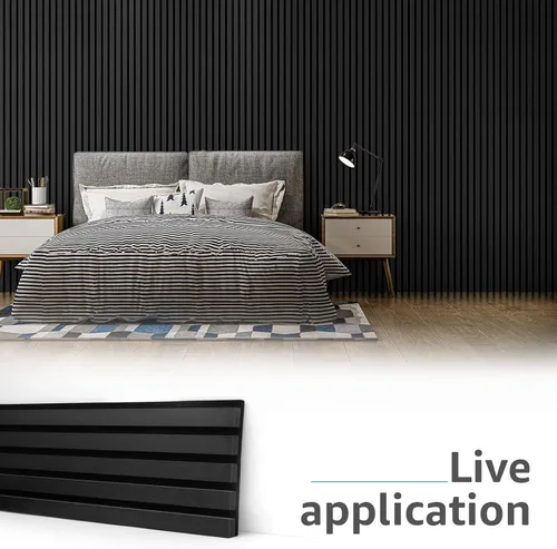 Miniatura 5 de Art3d Paneles acústicos de listones de madera de 4 piezas para decoración elegante y reducción de ruido, panel texturizado 3D para techo y pared
