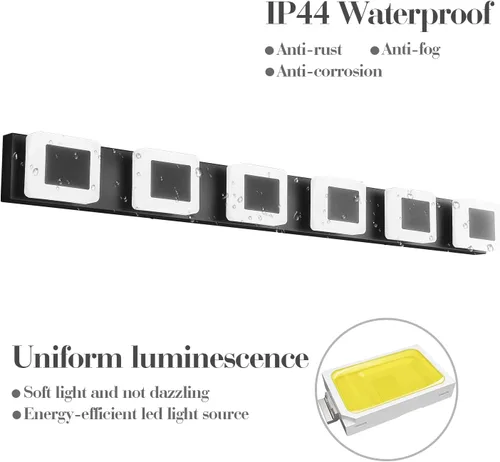 Miniatura 5 de 6 luces LED de baño sobre espejo negro acrílico moderno luces de tocador regulables luz de pared baño tocador accesorios