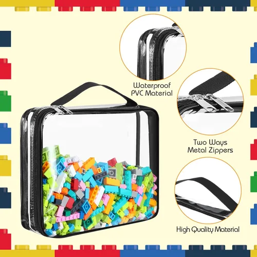 Miniatura 3 de Sanwuta 6 paquetes de bolsas de almacenamiento para juguetes, estuches organizadores de PVC con cremallera, contenedor impermeable