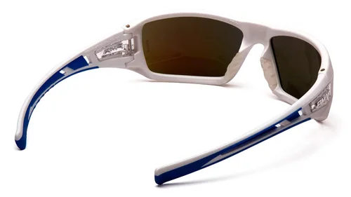 Miniatura 4 de Pyramex Safety - Lentes Velar, Marco Blanco-Azul/Lente Espejo Azul Claro Mediano Marco blanco/azul/lente espejo azul hielo