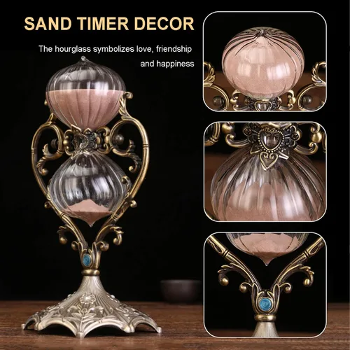 Miniatura 2 de Reloj de arena grande, reloj de arena de 60/30 minutos, temporizador de arena giratorio de 360°, reloj de arena de metal en relieve, utilizado