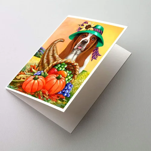 Miniatura 188 de Caroline's Treasures PPP3013GCA7P - Tarjetas de felicitación y sobres para mascotas de Basset Hound Teacher, paquete de 8 tarjetas en blanco