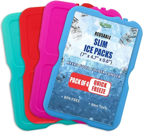 GURIN Paquetes de hielo reutilizables para loncheras, refrigeradores de bolsas o mochilas, frías hasta 8-12 horas de larga duración para camping,