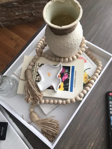 Miniatura 7 de LSKYTOP Guirnalda de cuentas de madera de 60 pulgadas, cuentas de madera con borlas, cuentas de granja, cuentas rústicas de oración, cuentas