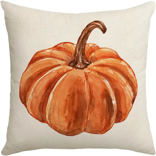 Miniatura 4 de Fundas de almohada de otoño con diseño de calabaza y hojas de arce naranja para el hogar, 18 x 18 pulgadas, decoración de agradecimientos bendecidos