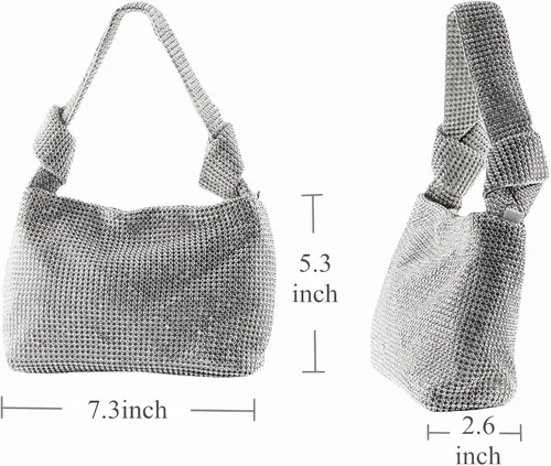 Miniatura 7 de Bolso de mano con diamantes de imitación para mujer, bolso de mano brillante con purpurina, bolso cruzado para boda, noche, fiesta de graduación