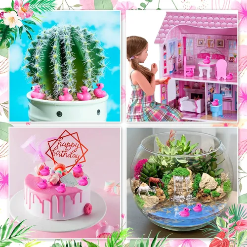 Miniatura 6 de HFAYDZSW 100 piezas de mini patos de flamenco de resina, figuras diminutas de flamenco para decoración de pastel, casa de muñecas, paisaje