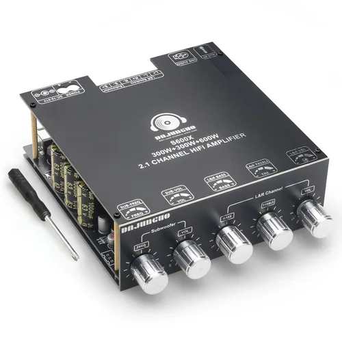 DAJUNGUO S600X Placa de Amplificador de 2.1 Canales 300W+300W+600W de Salida de Potencia, Chip TPA3255, Bluetooth 5.2, Negro