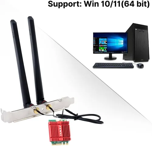 Miniatura 5 de FENVI WiFi 6E Kit de actualización de escritorio con Intel AX210-5400Mbps Tri-Band 6GHz y BT 5.3 Incluye tarjeta WiFi M.2 2230 AX210NGW, antenas