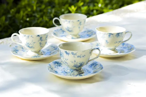Miniatura 5 de Blue Rose Toile - Taza de té y platillo de porcelana fina