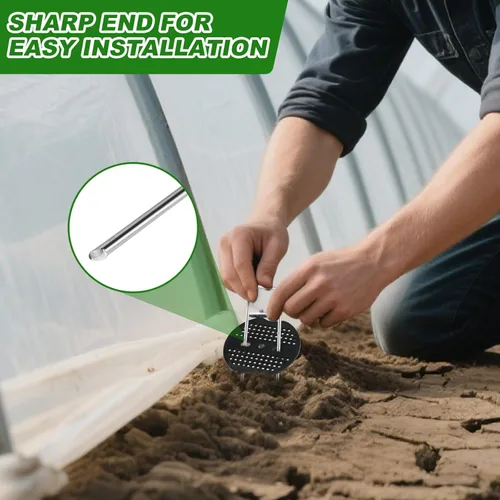 Miniatura 7 de 50 estacas de grapas de paisaje + 50 juntas, estacas de jardín galvanizadas de 6 pulgadas, estacas de patio en forma de U de calibre 11