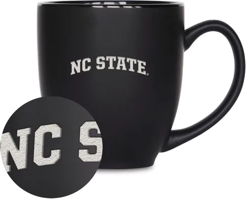 Miniatura 326 de Rico Industries - Taza de cerámica mate negra con grabado láser estándar de 15oz para NCAA (escuelas T & U) - Para bebidas calientes o frías