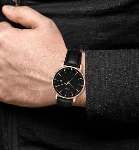 Miniatura 6 de BUREI - Reloj de pulsera analógico para hombre con fecha y correa de piel