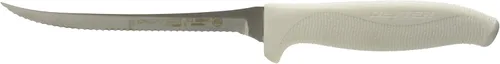 Dexter-Russell 24303 SofGrip Cuchillo utilitario de 5½ pulgadas, hoja DEXSTEEL estrecha festoneada de alto carbono, mango de agarre de goma suave