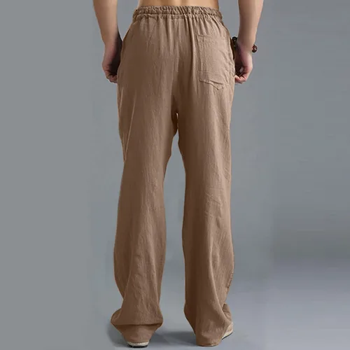 Miniatura 7 de Shiyingl Men's Sweatpants Casual Loose Fit Wide Leg Linen Pants Comfy Stretch Tech Pant Full Length Trouser with Drawstring