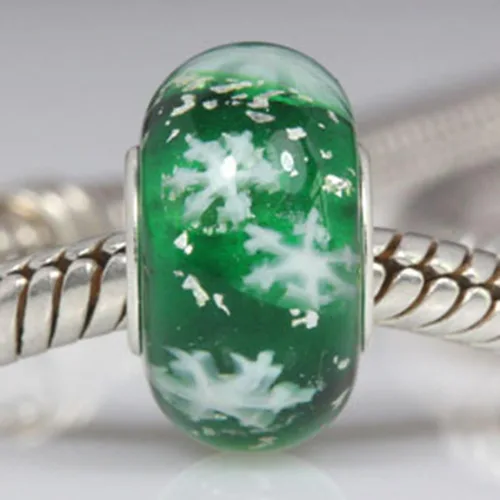 Miniatura 3 de Abalorios de Navidad de cristal con núcleo de plata de ley 925, dije de nieve con copos de nieve para pulsera Pandora