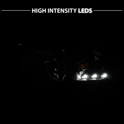 Miniatura 7 de AmeriLite Juego de 1 faro delantero de repuesto negro con lámpara de estacionamiento LED de esquina para Dodge Ram 1500 2500 3500 1994-2001, lado