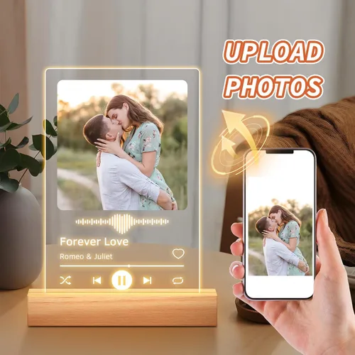 Miniatura 2 de Marcos de Foto Personalizados de Placa de Spotify, Marco de Foto de Portada de Canción de Acrílico Personalizado, Regalos Personalizados para Novia