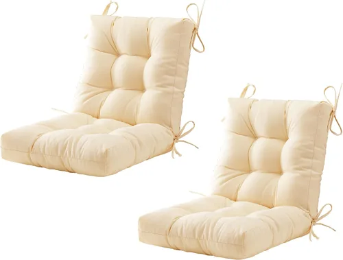 Miniatura 14 de BLISSWALK Cojines para sillas de exteriores, cojín grueso de mimbre con respaldo bajo y lazos para muebles de patio, 40 pulgadas de largo x 20 Beige