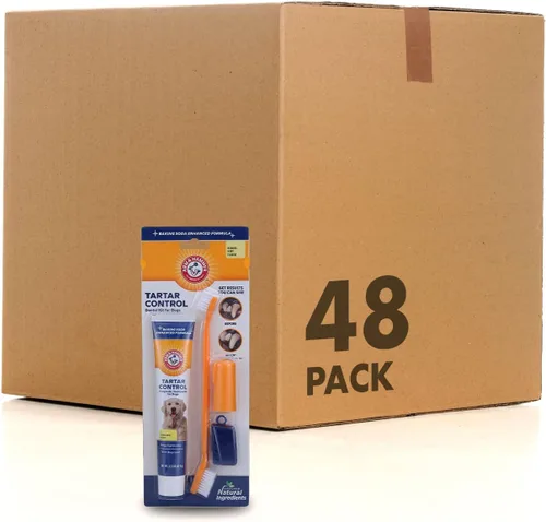 Arm & Hammer para mascotas kit de 3 piezas para control del sarro para perros, contiene pasta, cepillo de dientes y cepillo para el dedo, reduce la