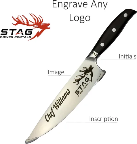 Miniatura 4 de Cuchillo de chef personalizado, cuchillo de chef personalizado de 8 pulgadas, foto grabada, logotipo o ilustración, acero alemán 1.4116, cocina