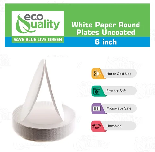 Miniatura 3 de EcoQuality Platos de papel desechables blancos de 6 pulgadas, sin revestimiento, pequeños, platos de papel blanco desechables para todos los días