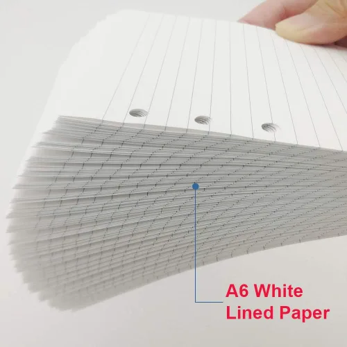 Miniatura 3 de Papel de repuesto rayado A6, 100 hojas/200 páginas, hojas sueltas para carpetas Filofax Person, 6 agujeros perforados, papel de relleno blanco