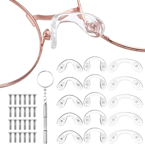 15 almohadillas para la nariz para lentes, en forma de U, almohadillas de silicona suave para la nariz para gafas, gafas de sol, gafas, 3 tamaños,