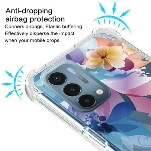 Miniatura 5 de Osophter Funda para Oneplus Nord N200 5G con protector de pantalla floral floral para niñas y mujeres, absorción de golpes flexible de goma TPU