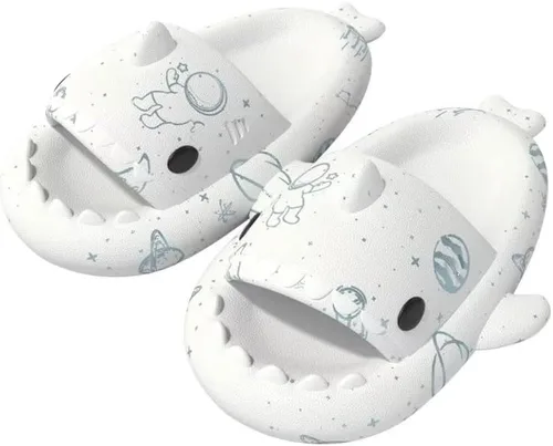 Aloiyue Sandalias de tiburón para verano, lindas pantuflas de tiburón de dibujos animados para mujeres y hombres, antideslizantes, puntera abierta,